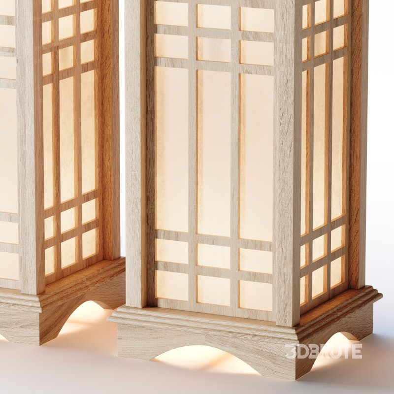 Japanese Style Wood Table Floor Lamp Image 2