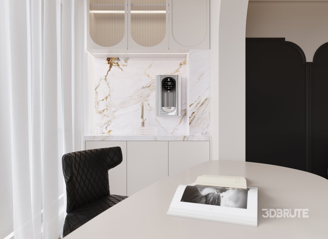 Modern living room and dining room kitchen interior scene Image 7