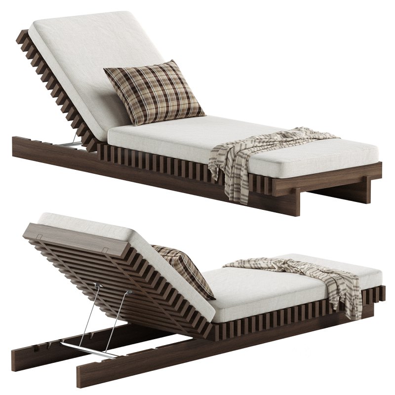 Taiko Stained Teak Outdoor Sun Lounger Image 7