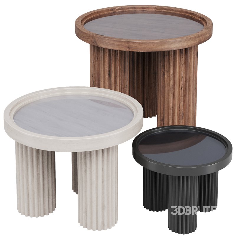 Round Walnut Wood Coffee Table Image 1