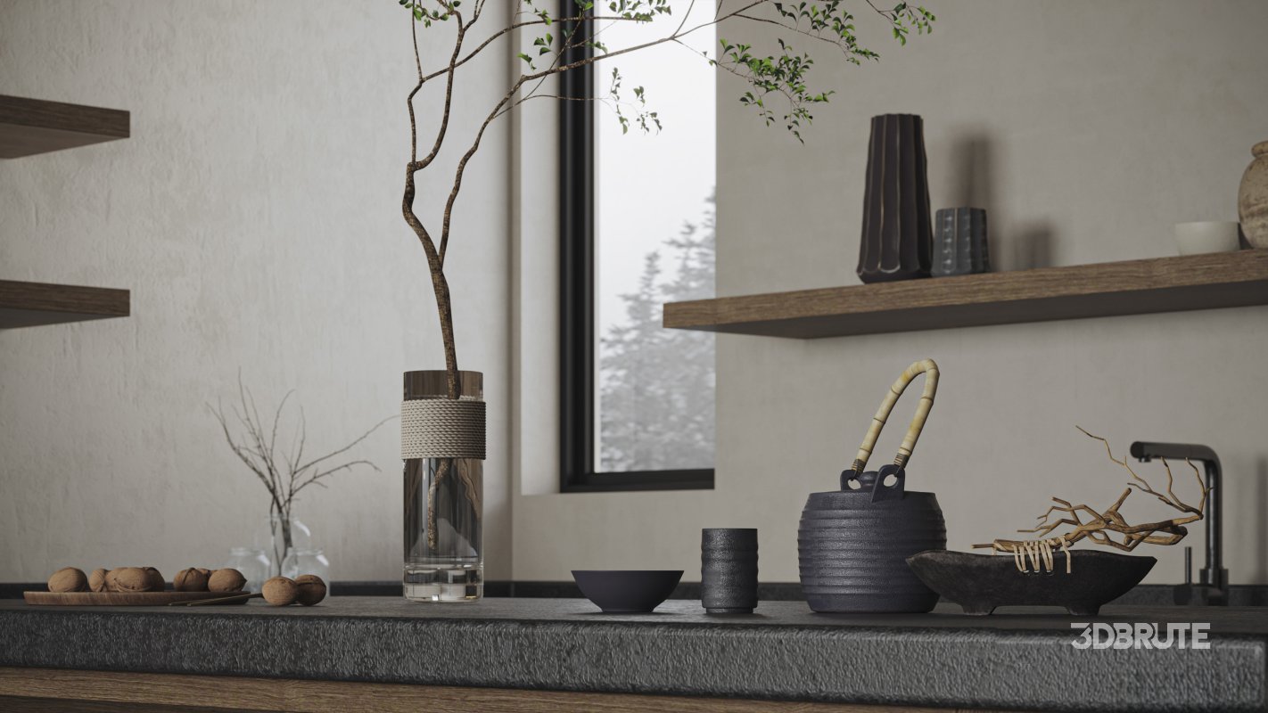 Modern living room and dining room kitchen interior scene Image 3