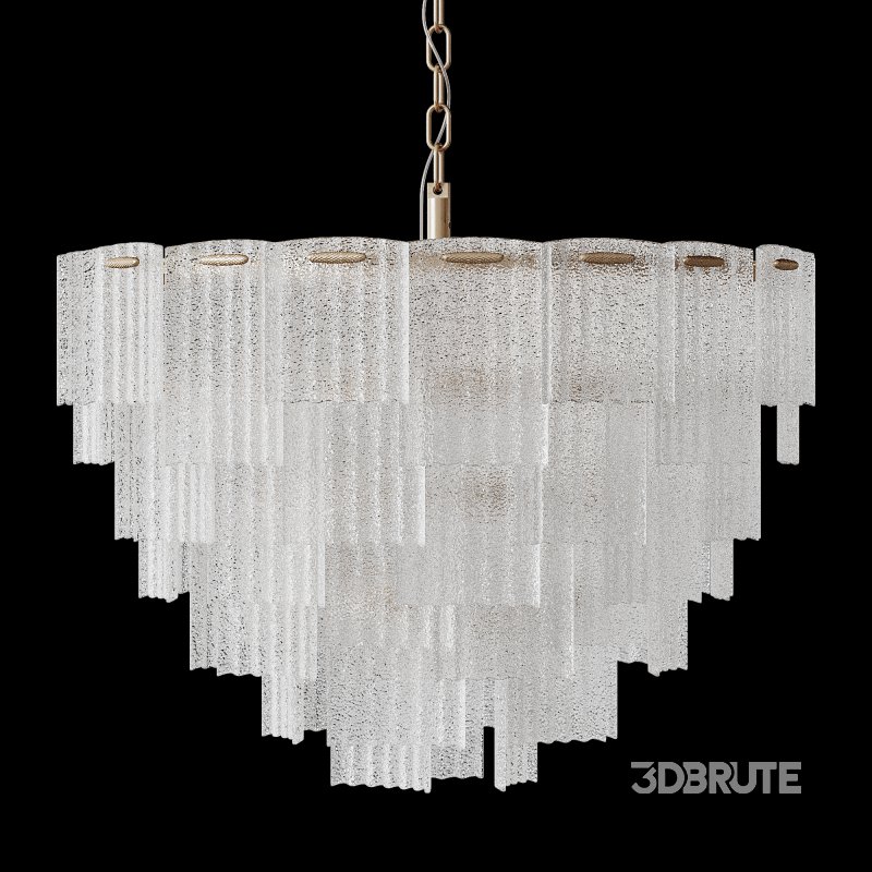 Round pendant chandelier made of ribbed glass light Image 4