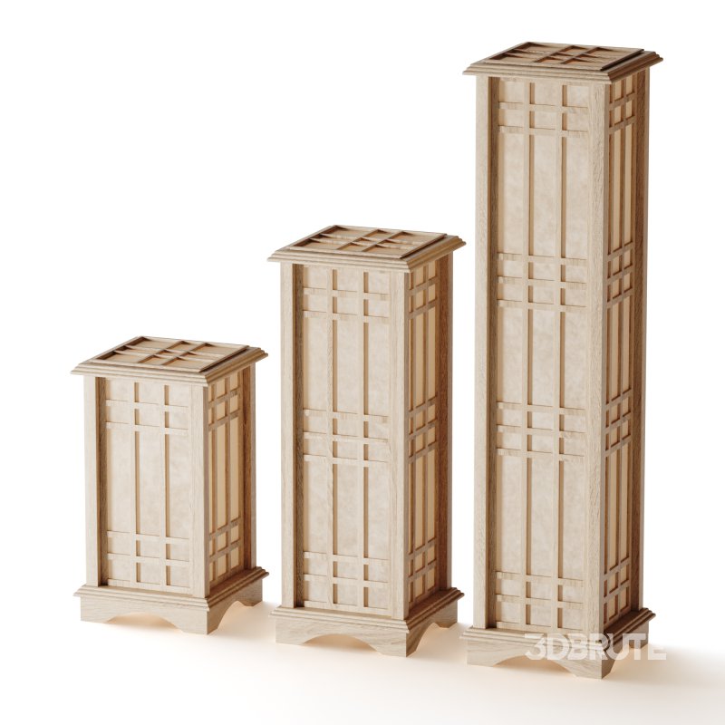 Japanese Style Wood Table Floor Lamp Image 3