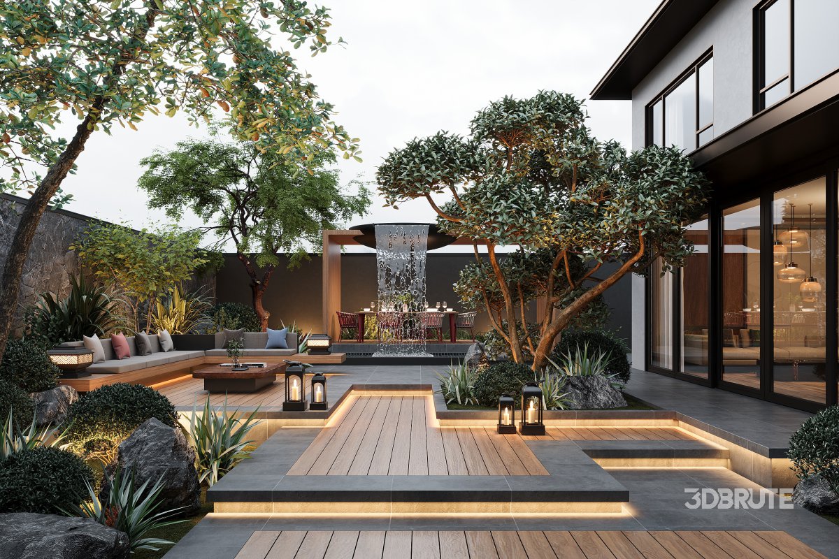 Modern garden courtyard Image 1
