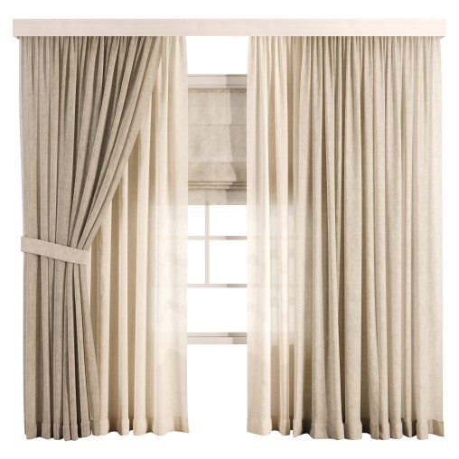 Triple Layer Natural Linen Curtain Set