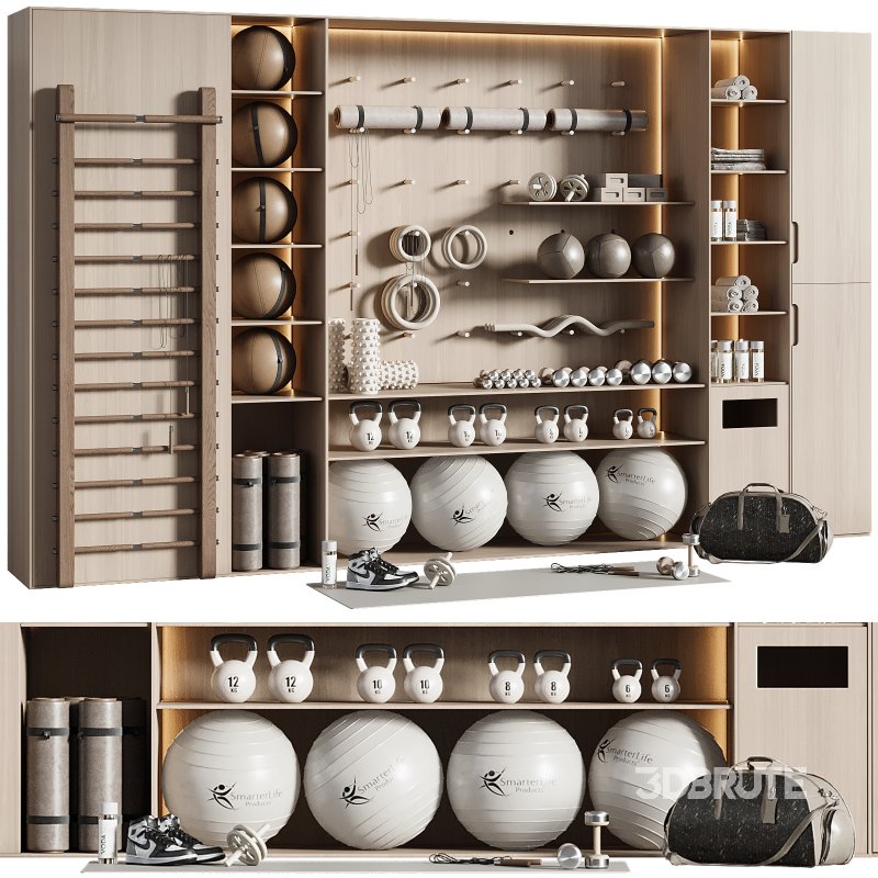 Home Gym Wall Rack with Equipment 04 Image 1