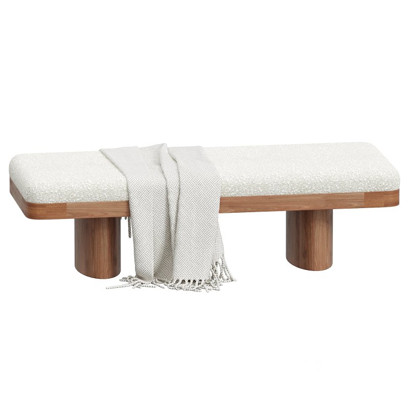 Ollie White Performance Boucle Large Bench Image 1