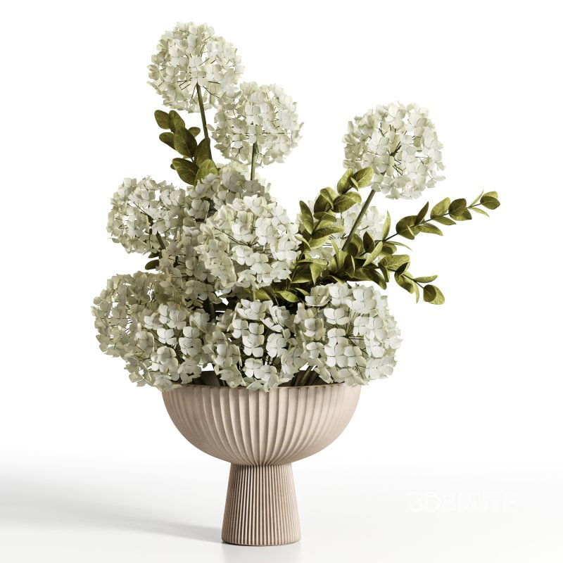 White Hydrangea Bowl Arrangement Image 2