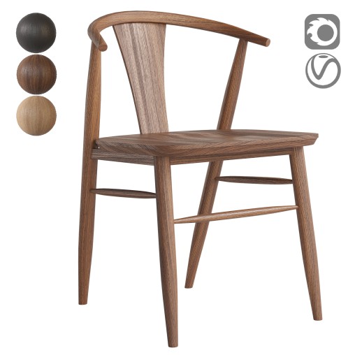 Fyn Natural Walnut Wood Dining Side Chair