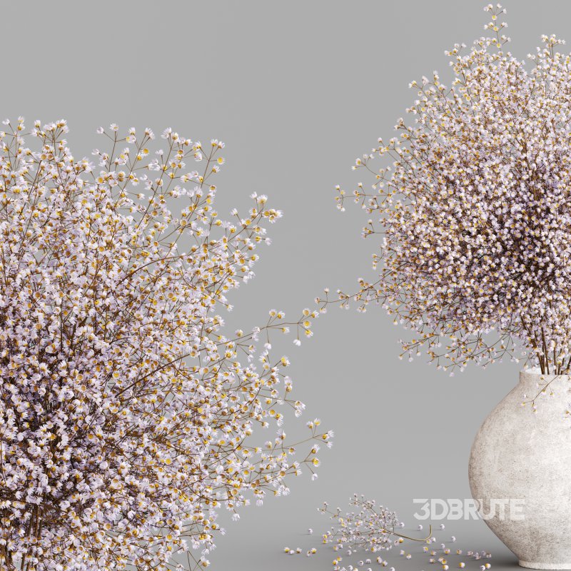 Minimal Gypsophila Bouquet in Textured Clay Vase Image 2