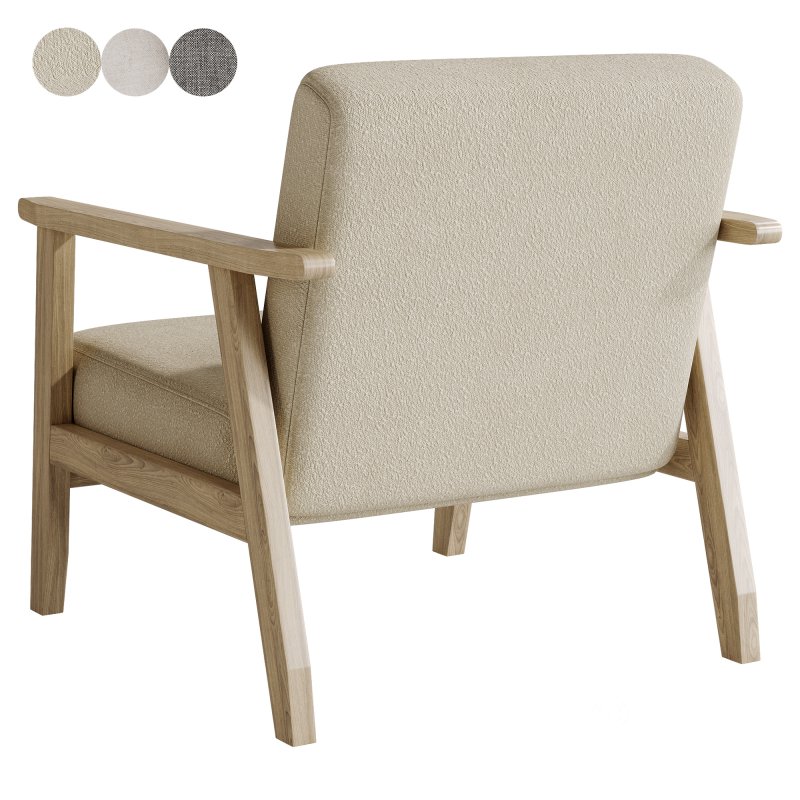 Isaac Wooden armchair with boucle seat Image 4