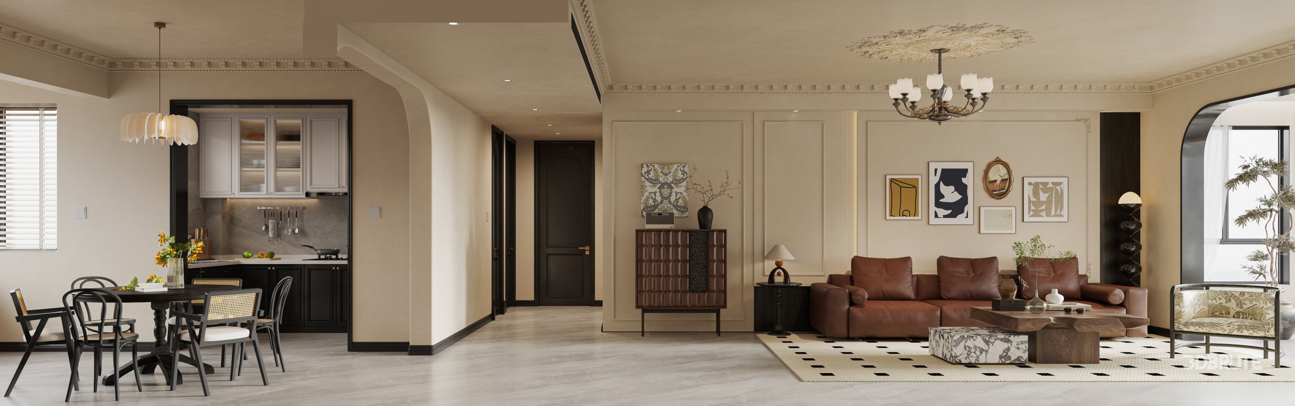 Luxurious living room and dining room kitchen Image 2