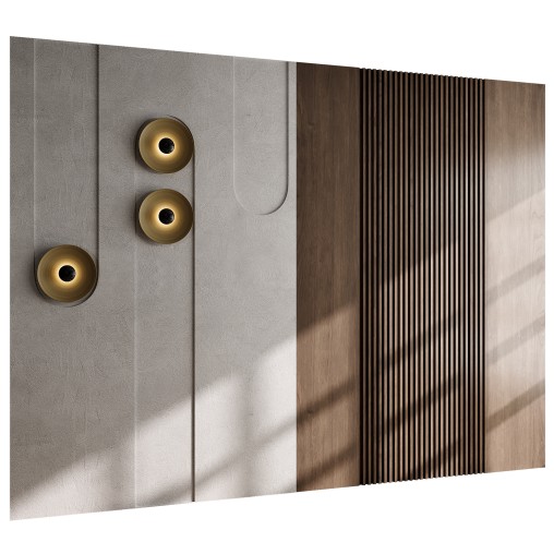 Headboard wood and concrete 3d Wall Panel 03
