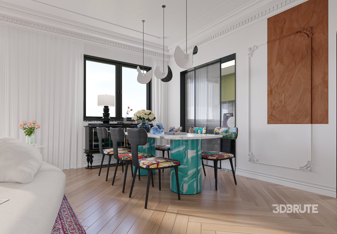 Luxurious living room and dining room bedroom Image 7