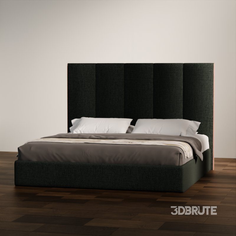 Contemporary Upholstered Bed with Tall Panel Headboard Image 3
