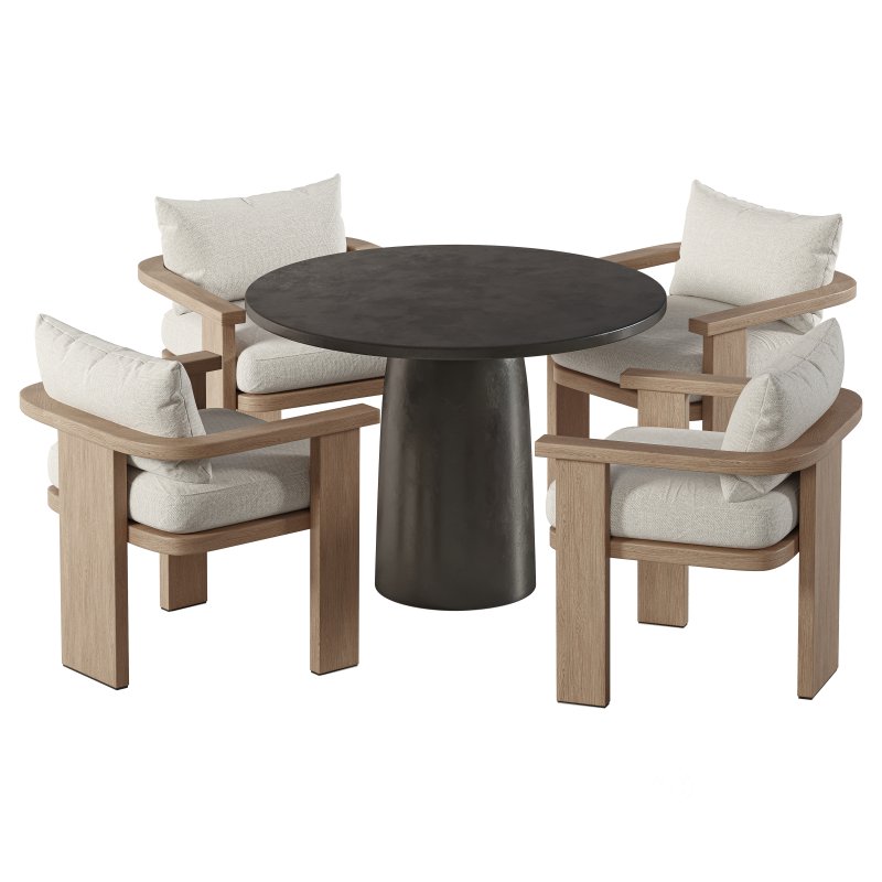 Tahana Outdoor Dining Armchair and Basil Table By Fourhands Image 2