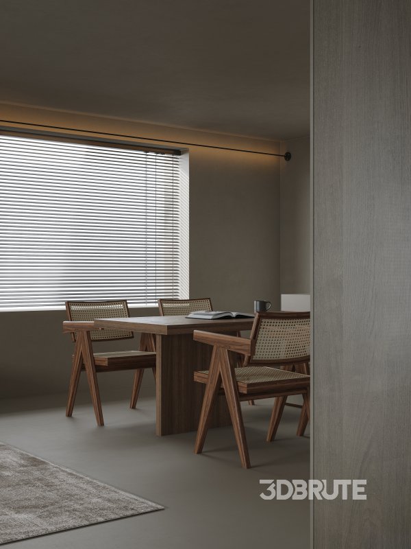 Modern living room and dining room interior scene Image 4