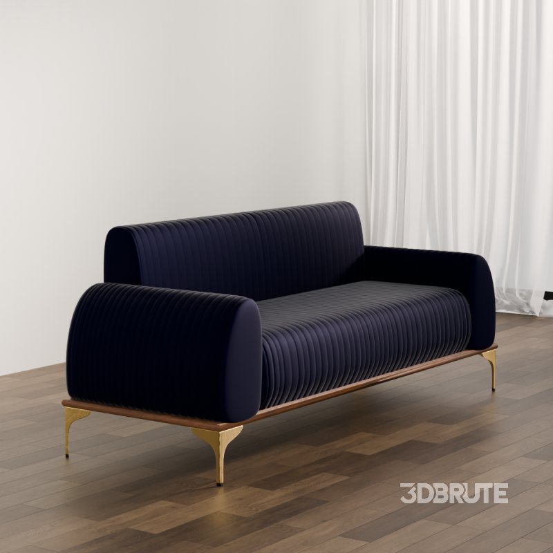 Modern Ribbed Velvet Sofa Image 3