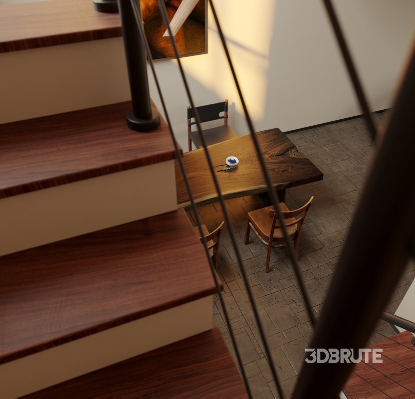 Modern living room and dining room interior scene Image 2