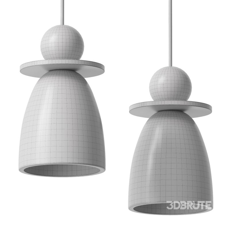 Traditional Japanese Semicircle Travertine Pendant Lamp Image 4