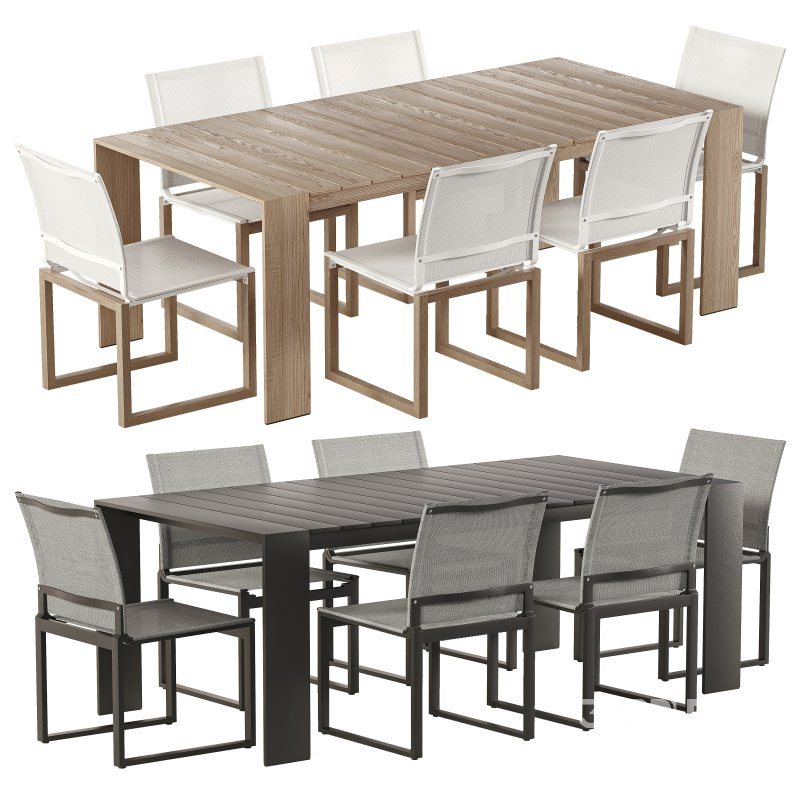 Hayman Teak and Aluminum Armless Dining Chair & Table-harbour Image 1