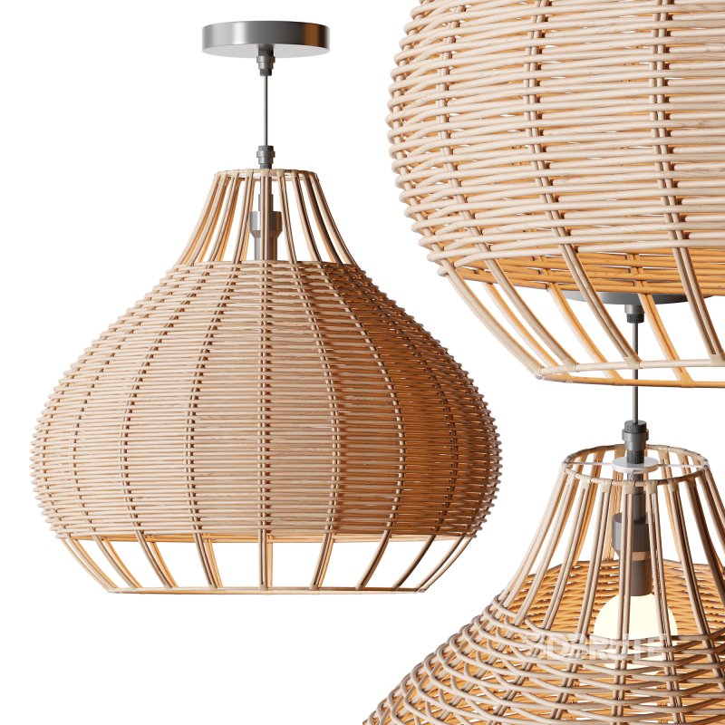 Rattan Pendant Lampshade Wicker Chandelier Image 1