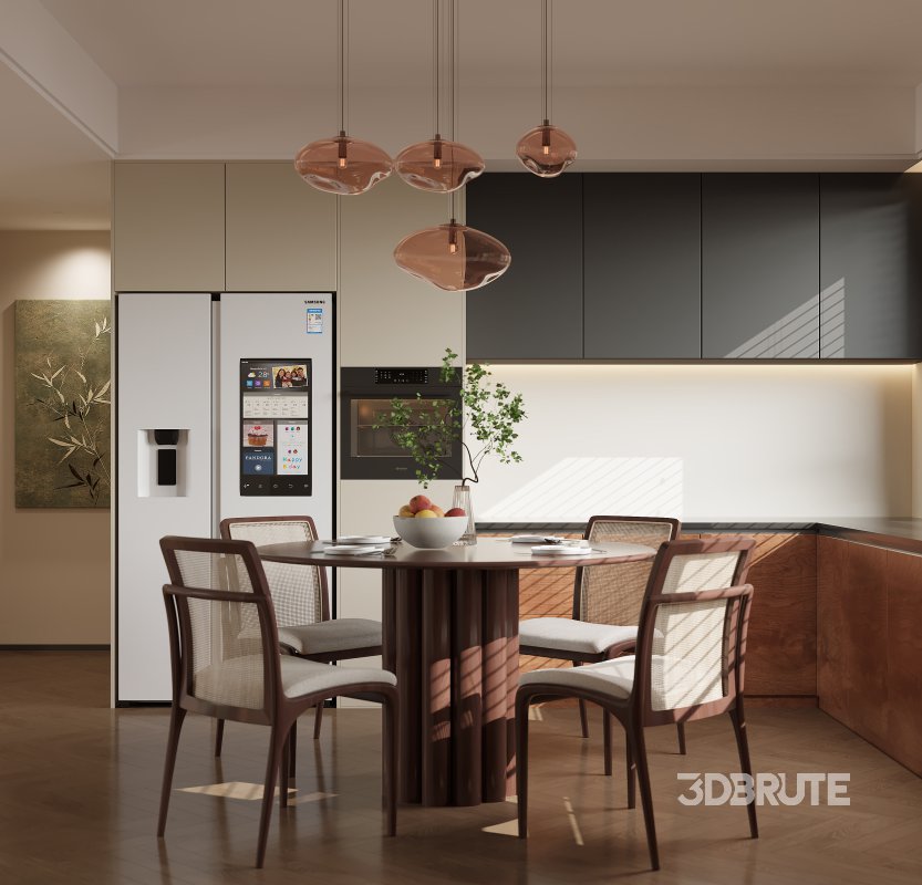 Modern living room and dining room interior scene Image 3