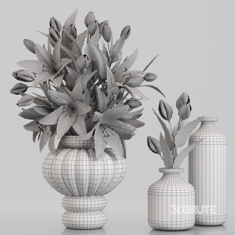 Lily Bouquet with Amber Glass Vases Image 3