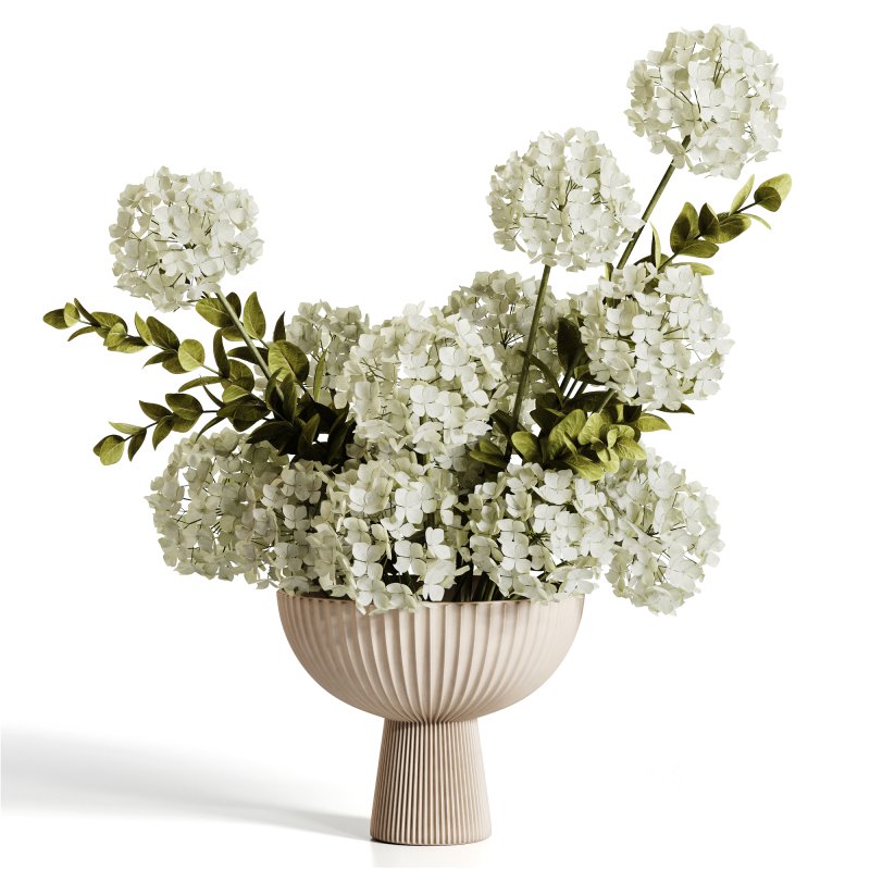 White Hydrangea Bowl Arrangement Image 3