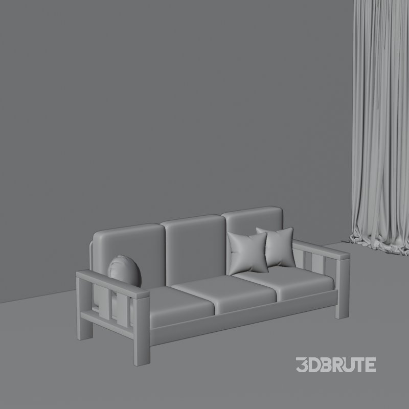 Classic Wooden Sofa with Cushions Image 3