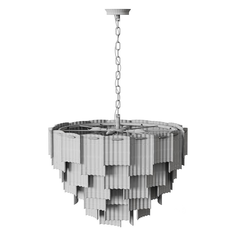 Round pendant chandelier made of ribbed glass light Image 9
