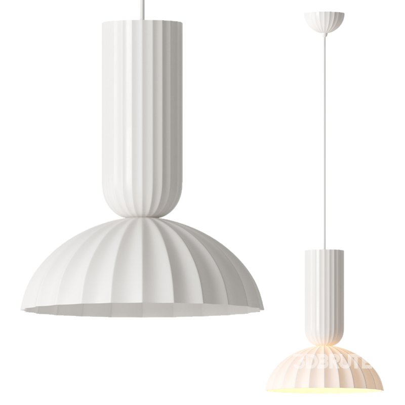 Jeanne Fluted White Porcelain Dome Pendant Light Image 5