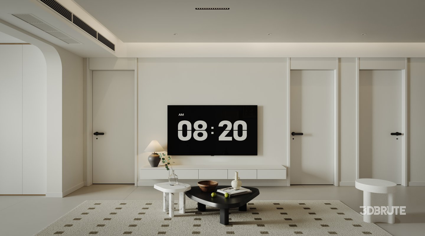 Modern living room and dining room interior scene Image 7