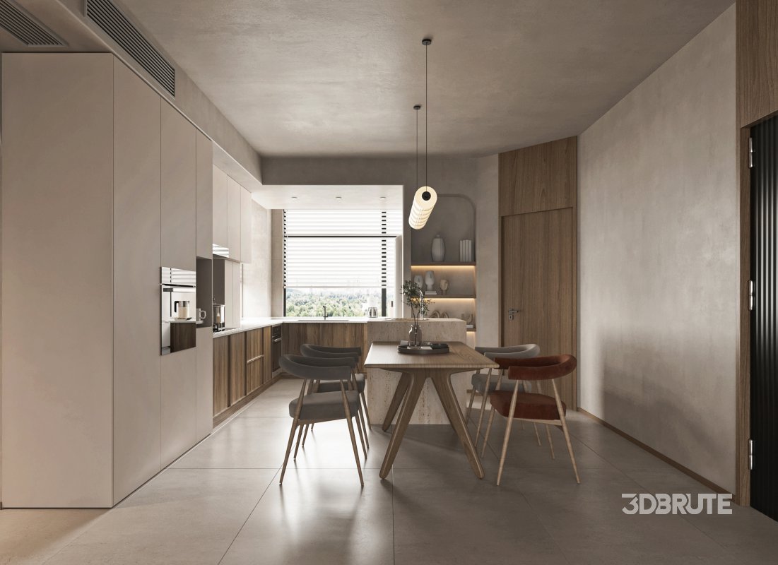 Modern living room and dining room interior scene Image 6