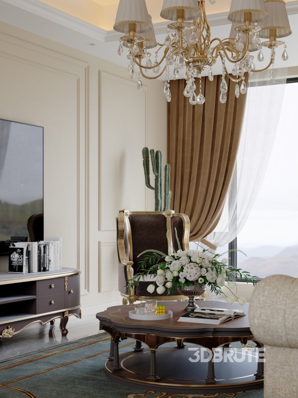 Luxurious classic living room and dining room Image 4