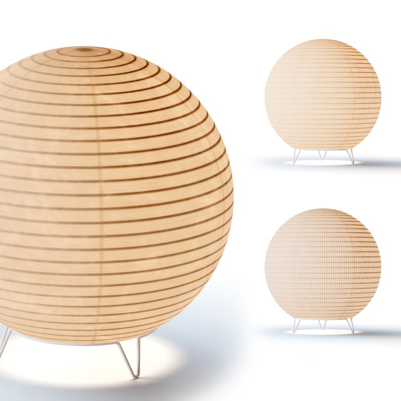 Round LED Japanese Style Lantern Rice Paper Desk Lamp Image 1