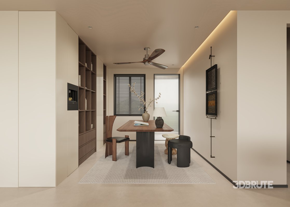 Modern living room and dining room interior scene Image 4