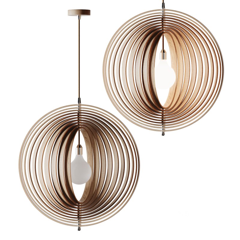 Creative Wood Round Globe Pendant Light Fixture Shade Image 6