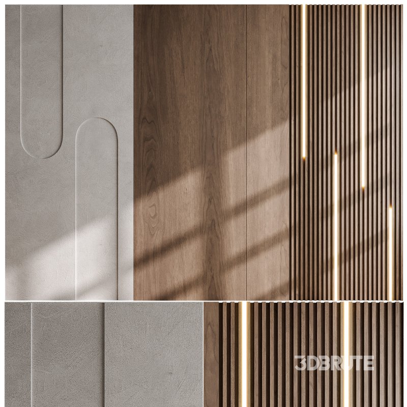 Headboard wood and concrete 3d Wall Panel Image 2