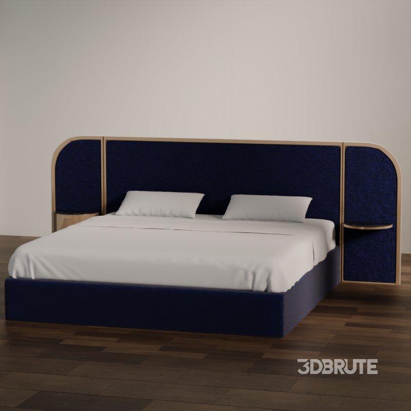 Modern Upholstered Bed with Wooden Arch Frame Image 4