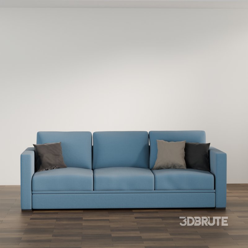 Blue Seater Sofa with Cushions Image 2