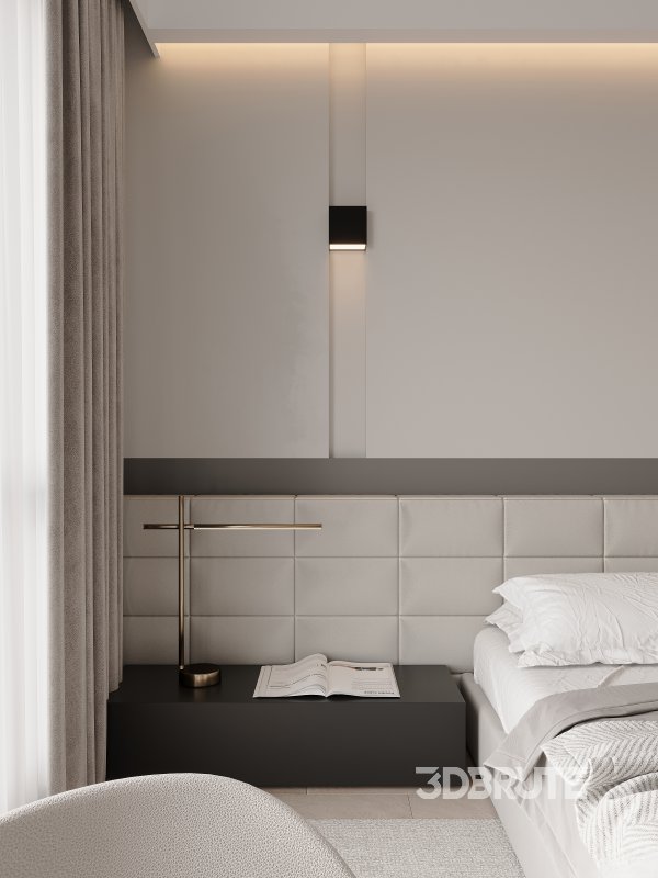 Modern living room and dining room bedroom interior scene Image 4