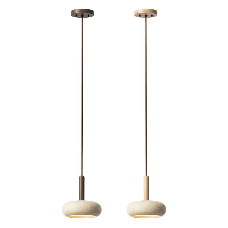 Traditional Japanese Round Wood Pendant Lamps Image 3