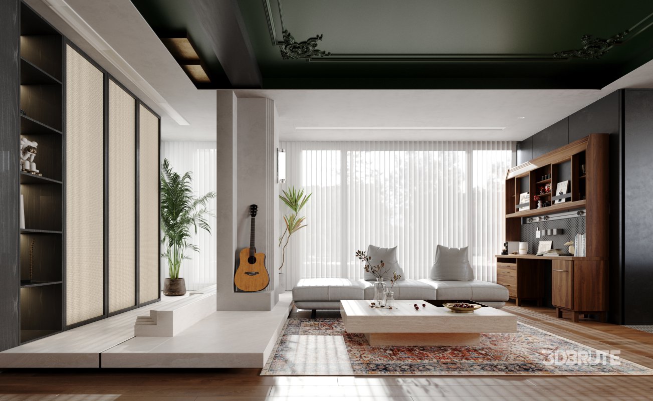 Luxurious living room and dining room kitchen Image 1