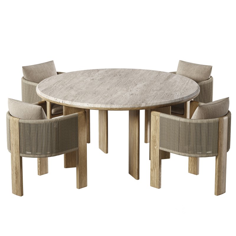 Palm Beach Teak Dining chair and Circel Dining Table Image 2
