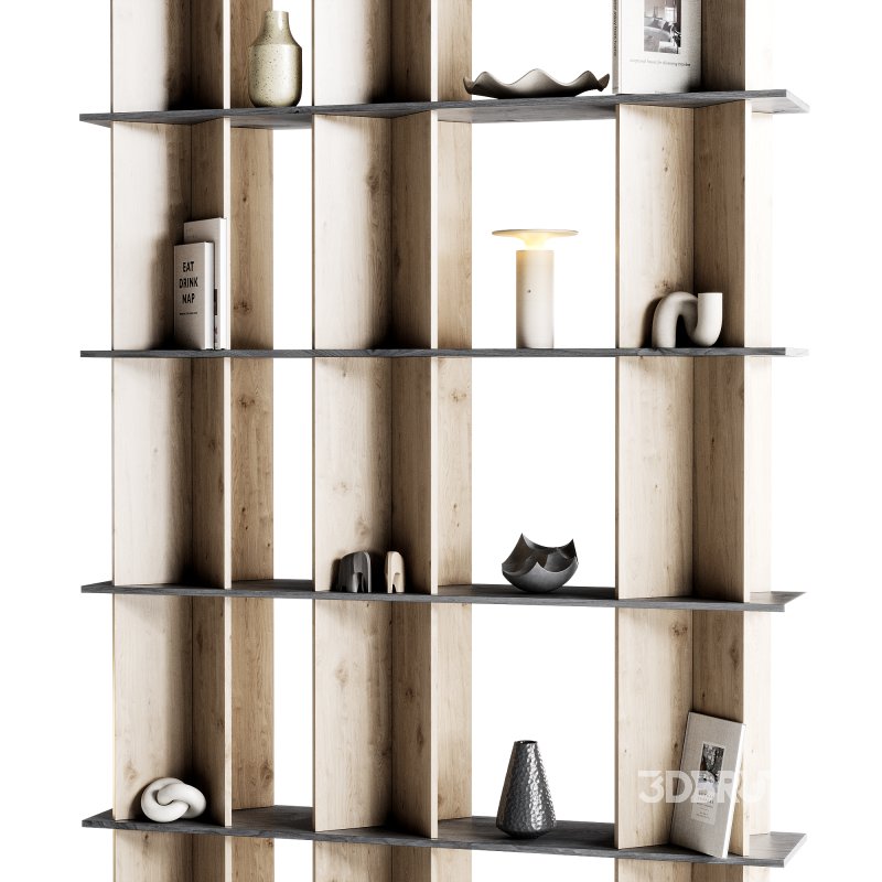 Minimalistic wooden Rack with decor Image 2