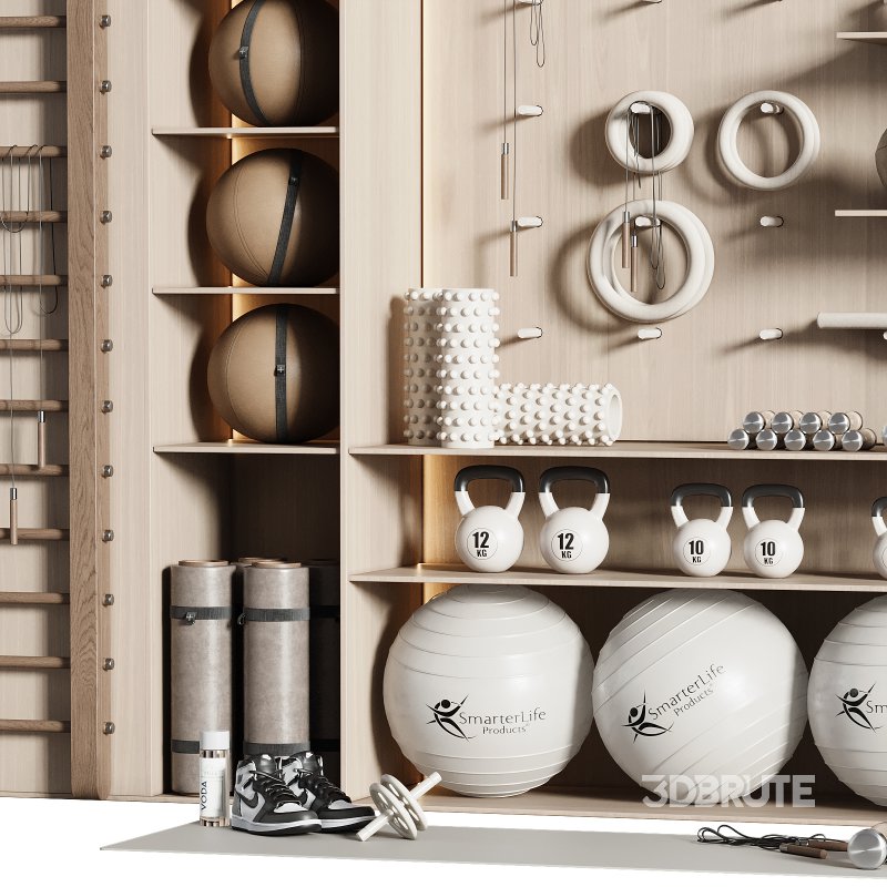 Home Gym Wall Rack with Equipment 04 Image 3