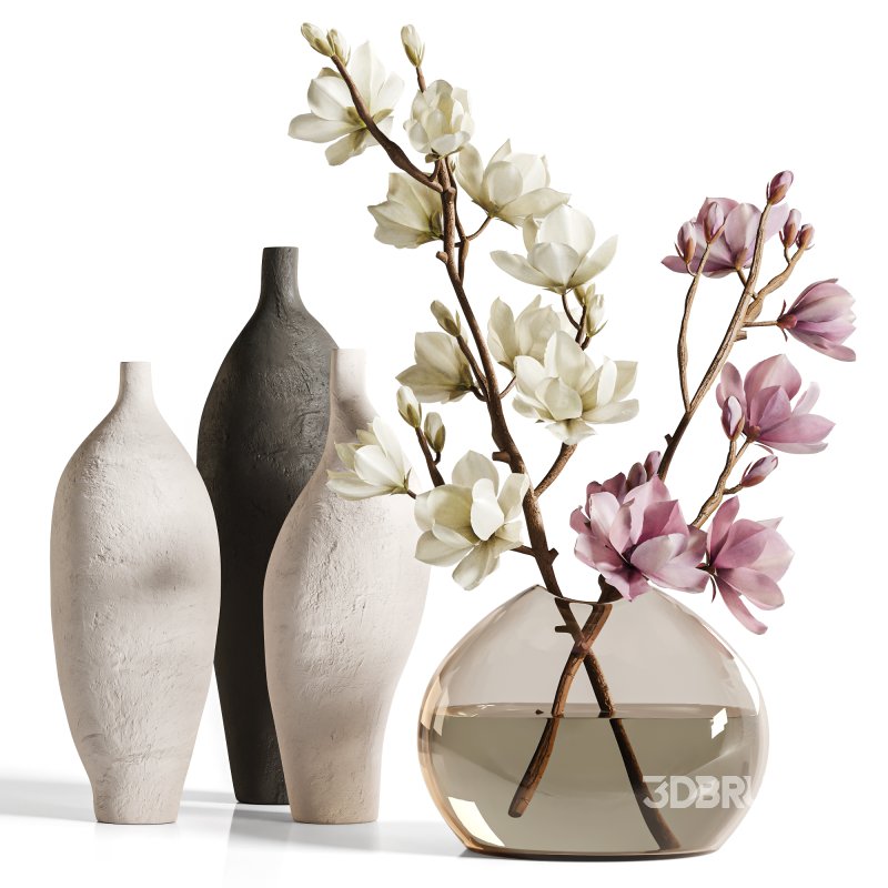 White Magnolia in Glass Vase Image 4