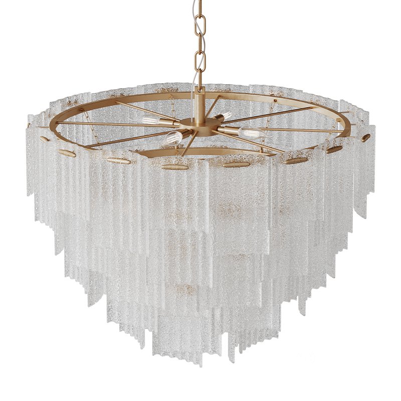 Round pendant chandelier made of ribbed glass light Image 6