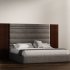 Luxury Upholstered Bed with Wood Accent Panels - Thumbnail 1
